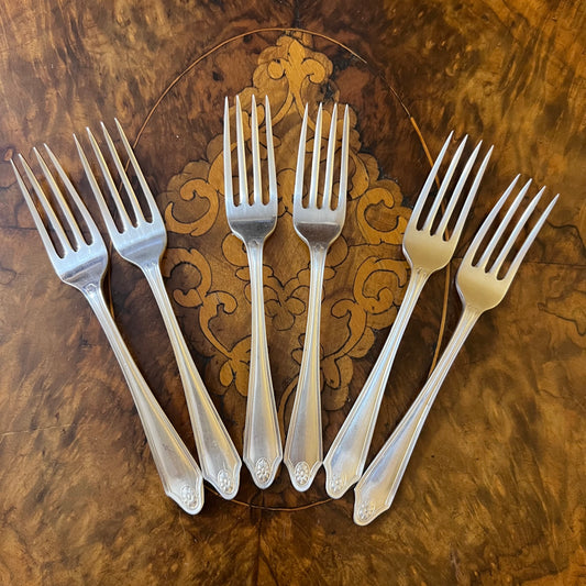 Vintage Desert Forks Silver Plated Set Of Six 