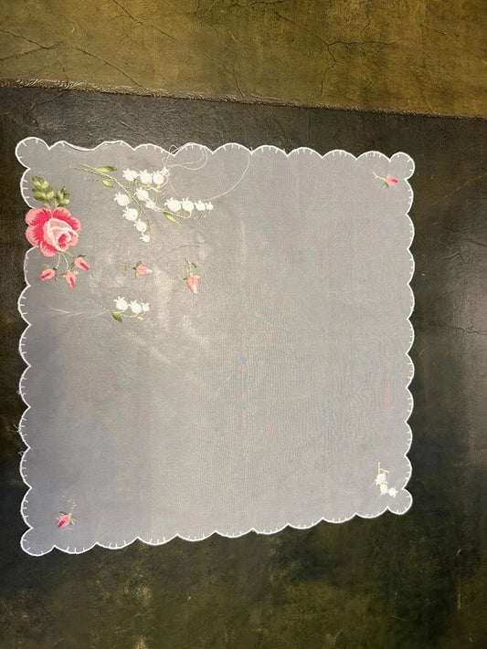 Vintage Embroidered Square Transparent Fabric Doily