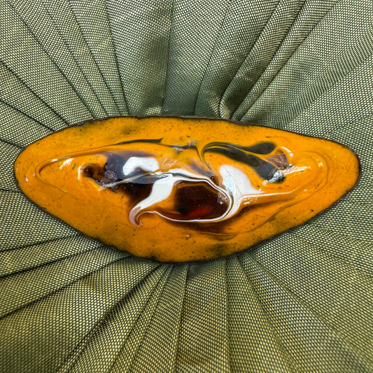 Vintage Enamel Orange Print Pin Brooch 