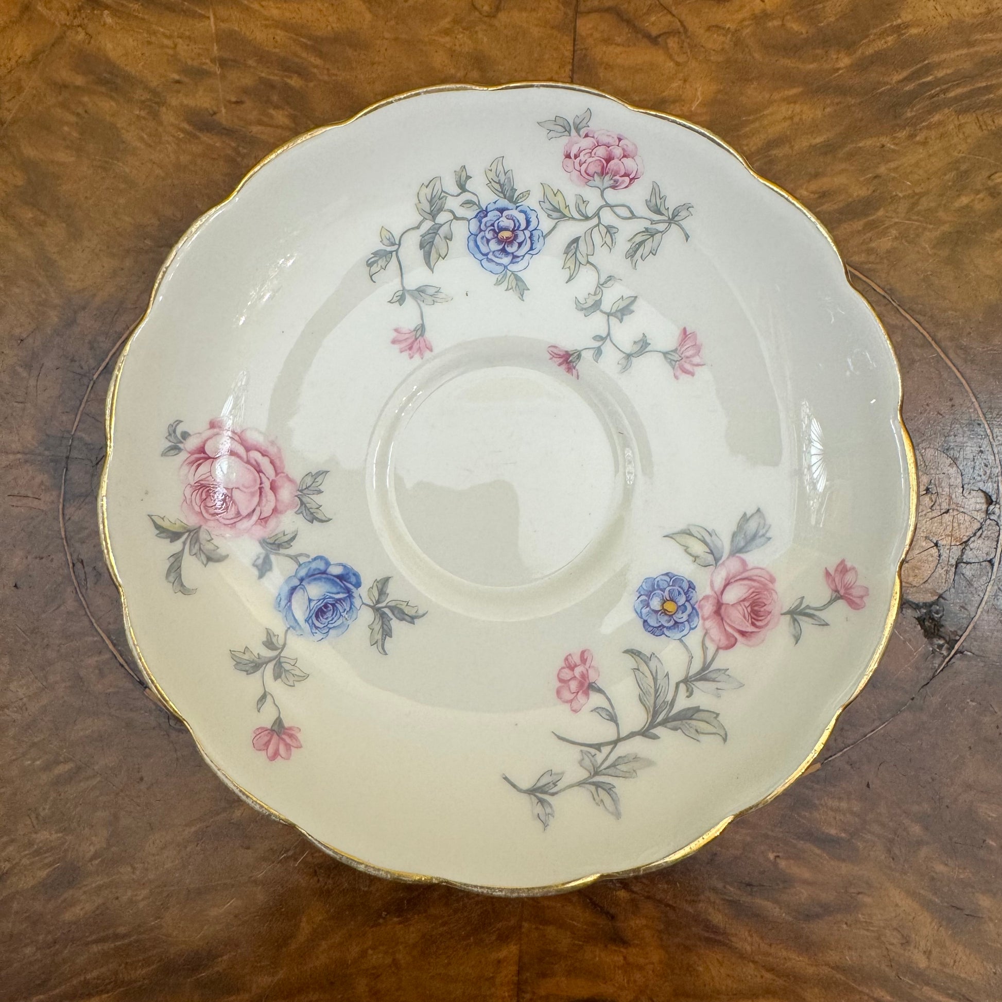 Vintage English Floral Print Saucer 