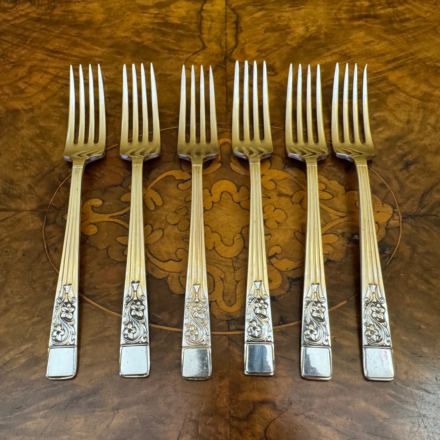 Vintage English Sheffield Springtime Silver Plate Forks 