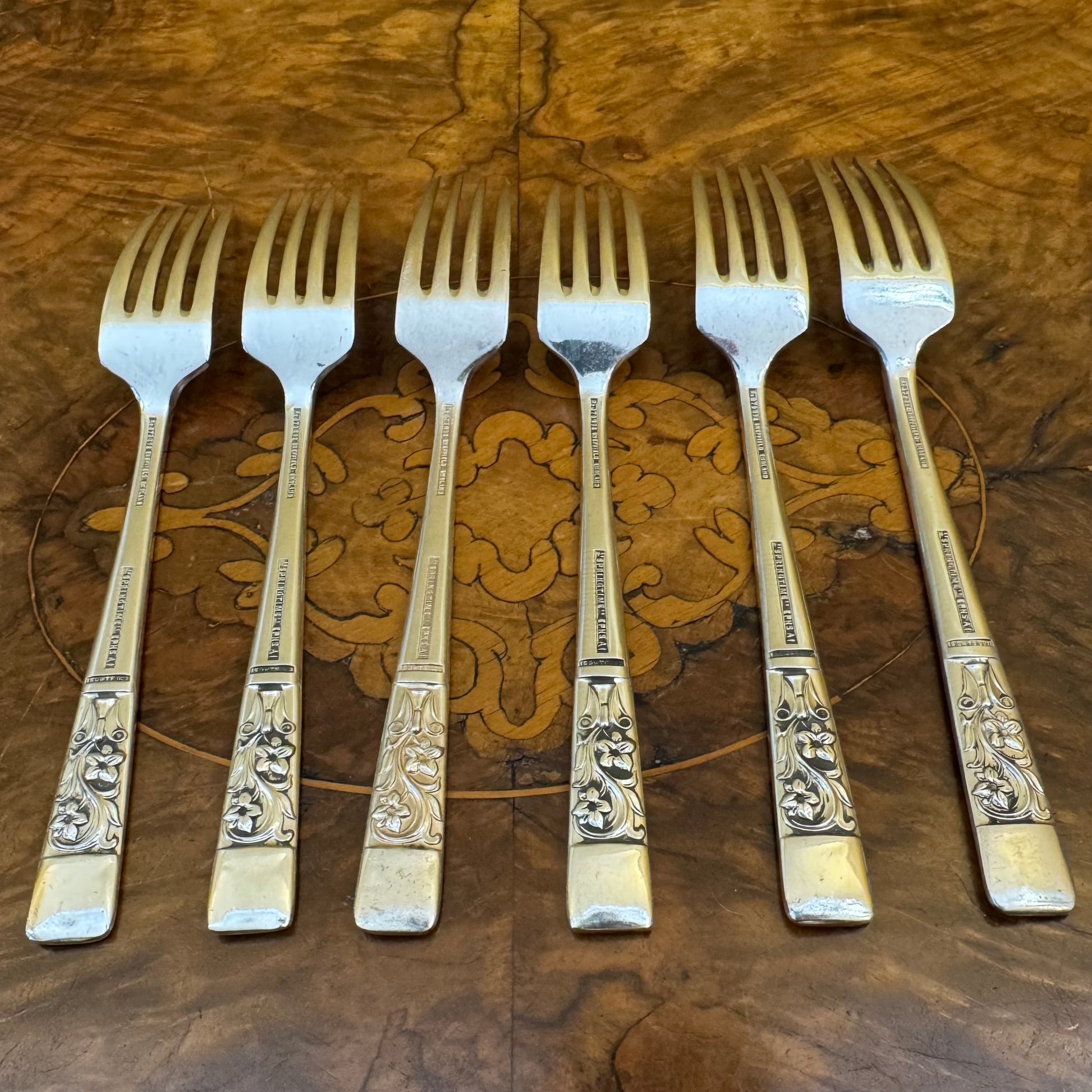 Vintage English Sheffield Springtime Silver Plate Forks Set 