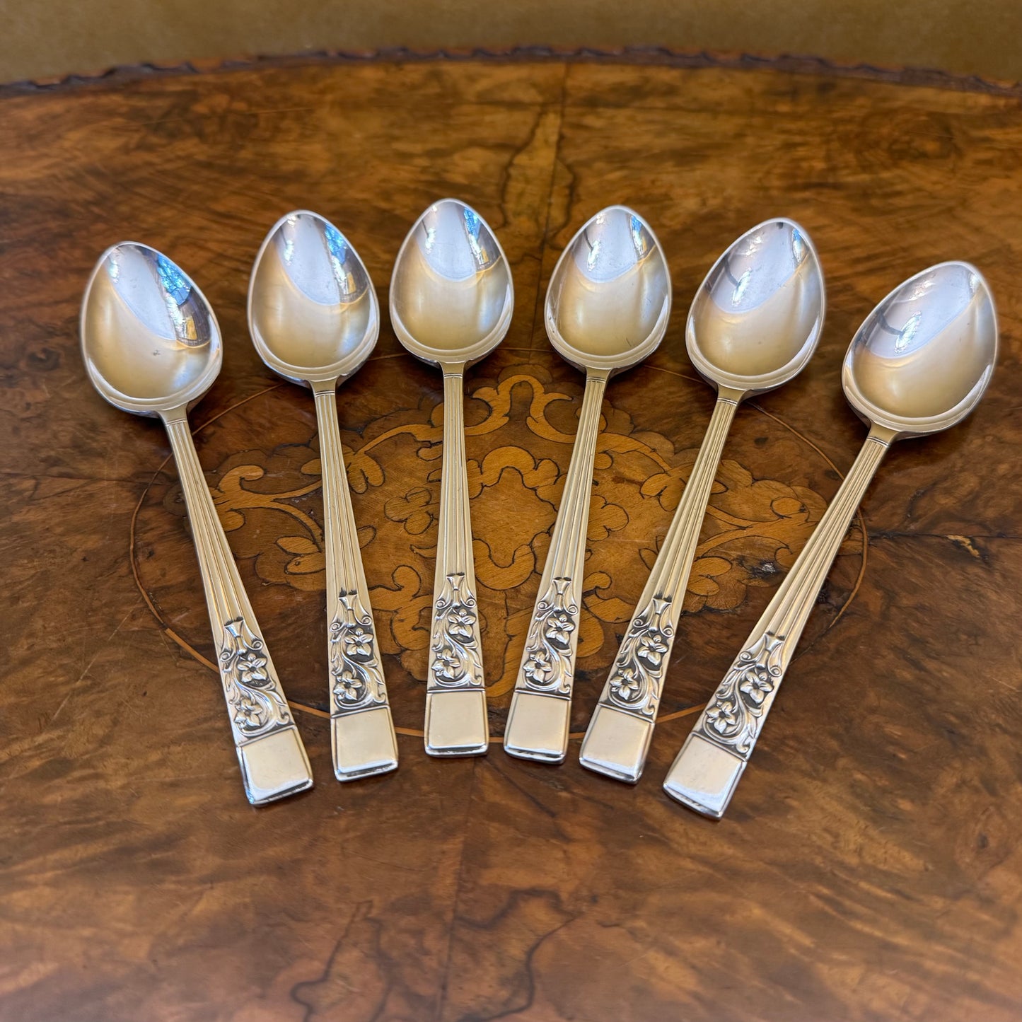 Vintage English Sheffield Springtime Silver Plate Spoons 
