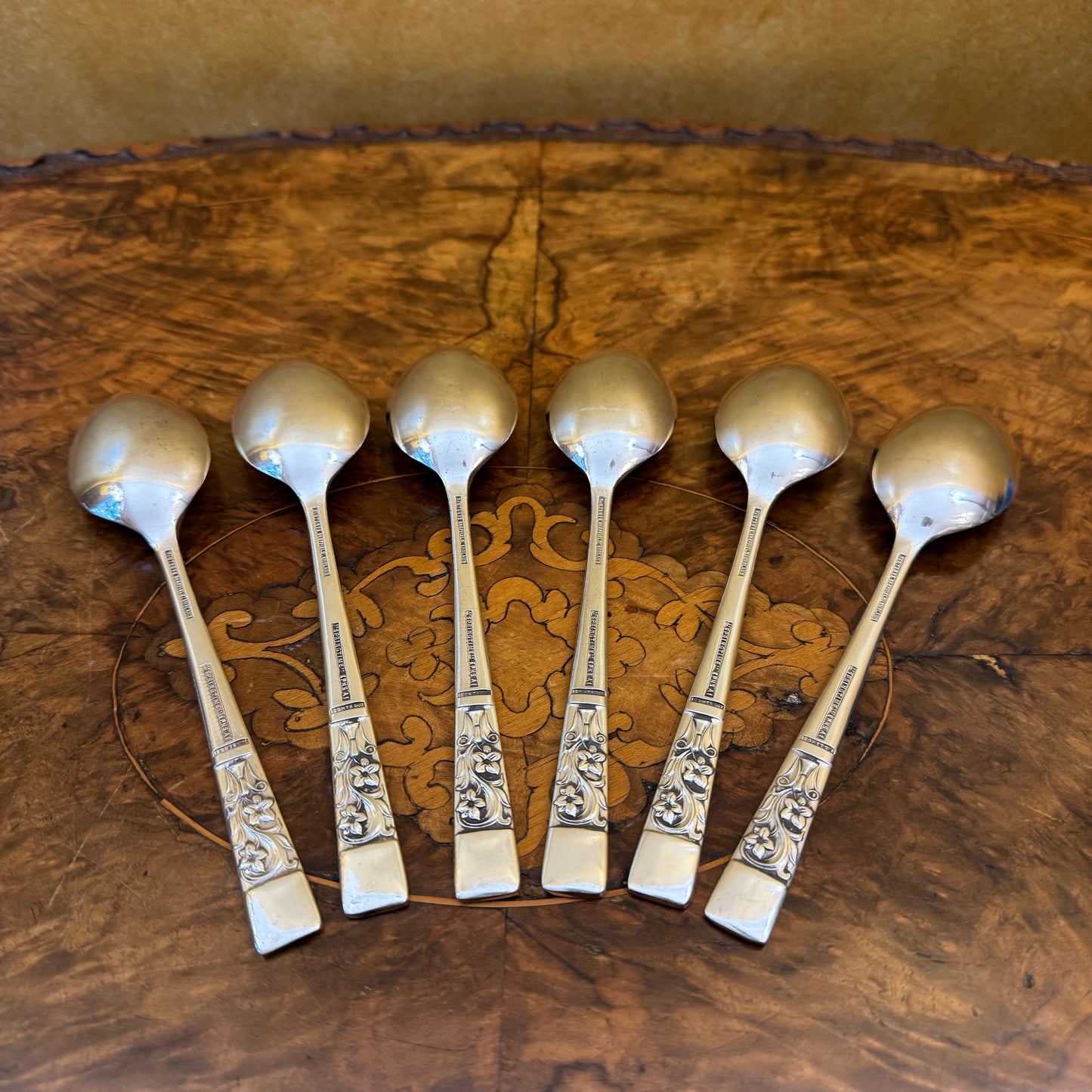 Vintage English Sheffield Springtime Silver Plate Spoons Set 