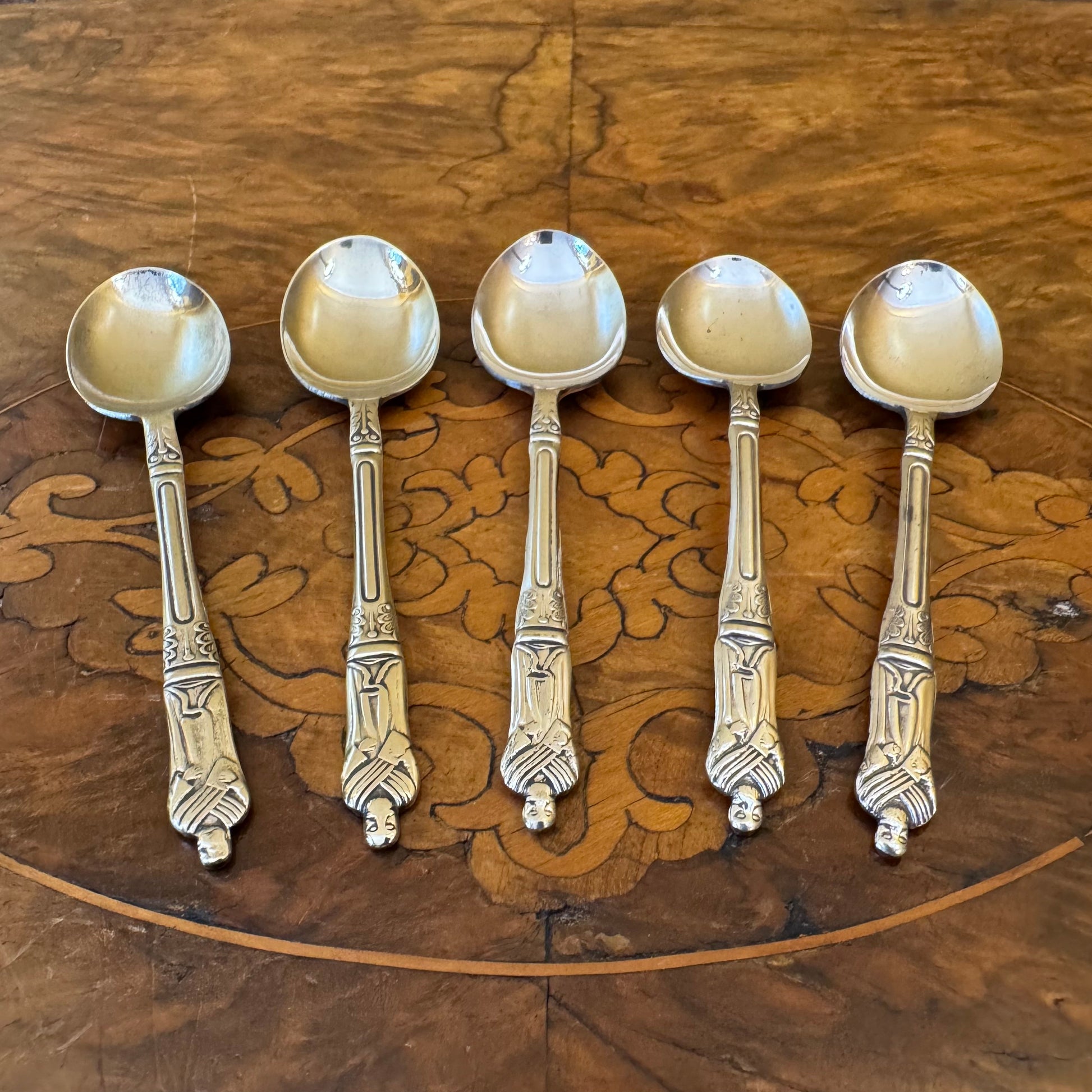 Vintage English Silver Plate Apostle Tea Spoons Set Of Six 