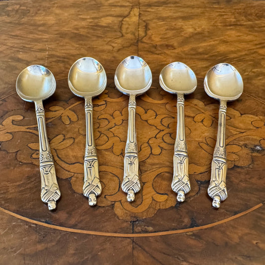 Vintage English Silver Plate Apostle Tea Spoons Set Of Six 