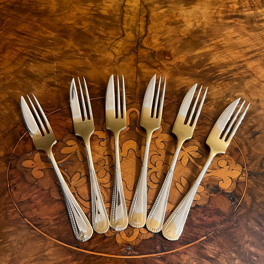 Vintage English Silver Plated Desert Forks Set Of Six