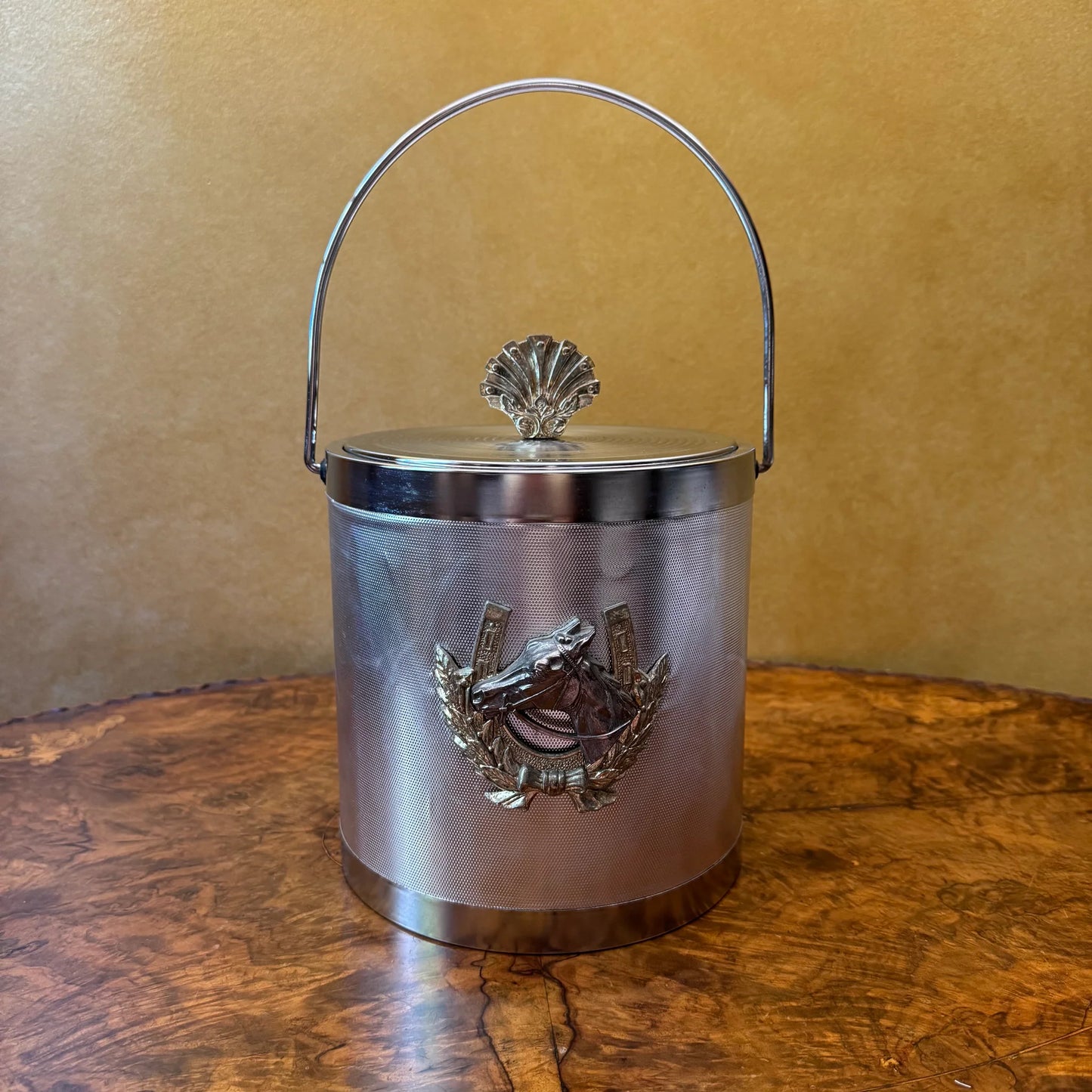 Vintage Equestrian Silver Ice Bucket Wine Cooler
