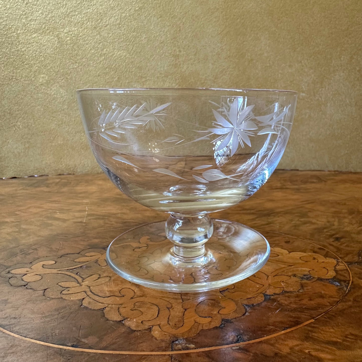 Vintage Etched Crystal Dessert Sundae Bowls 