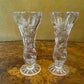 Vintage Etched Floral Cut Bud Vase Pair 