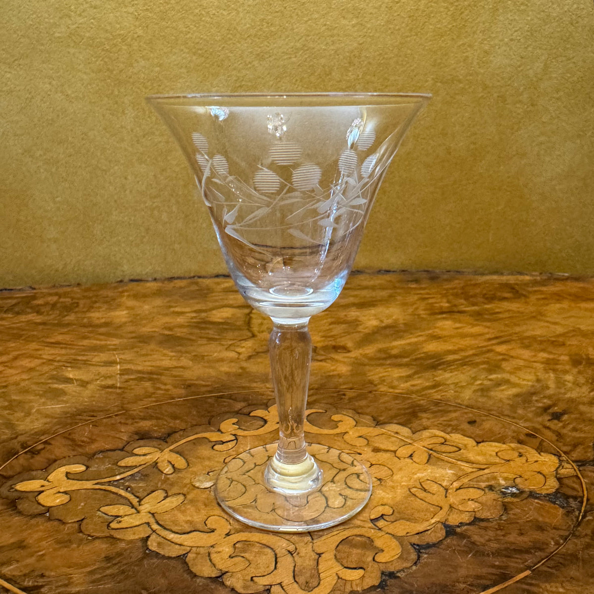 Vintage Etched Floral Port Glass 