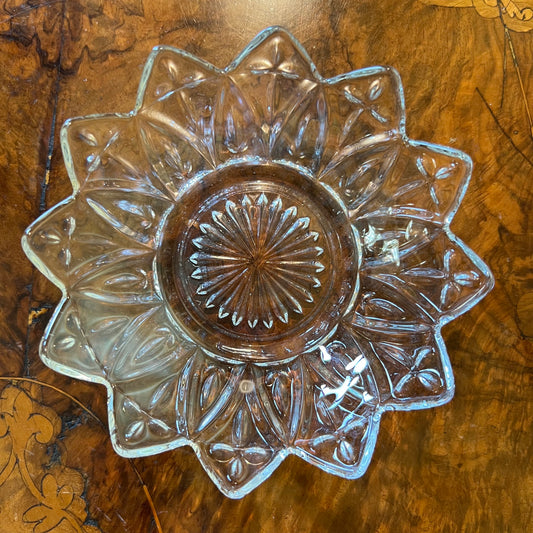 Vintage Federal Pressed Petal Glass Dish