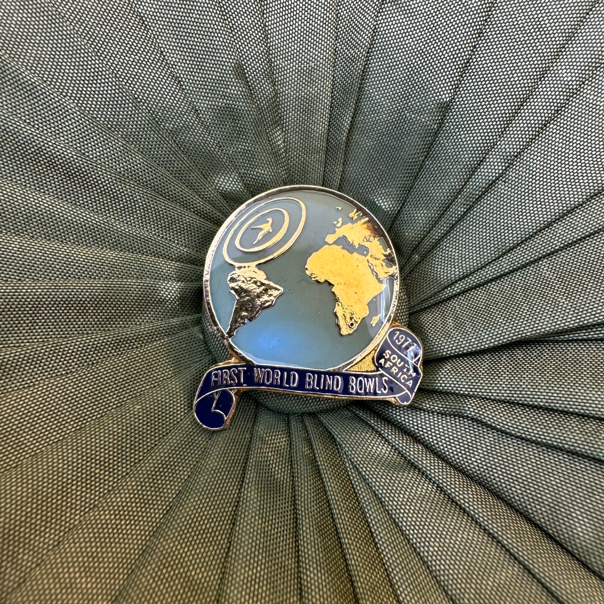 Vintage First World Blind Bowls Championship South Africa Badge Pin