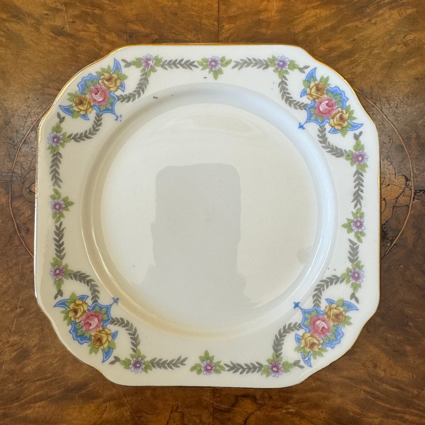 Vintage Floral Border Square Side Plate 