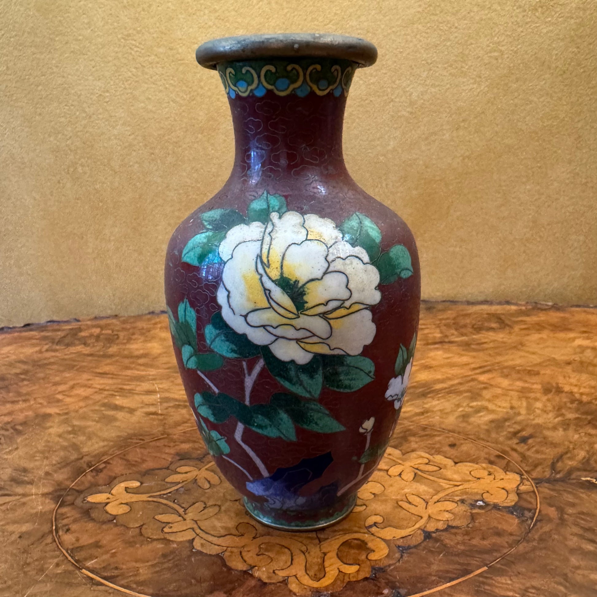 Vintage Floral Cloisonne Vase