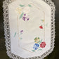 Vintage Floral Embroidered Cotton Doily