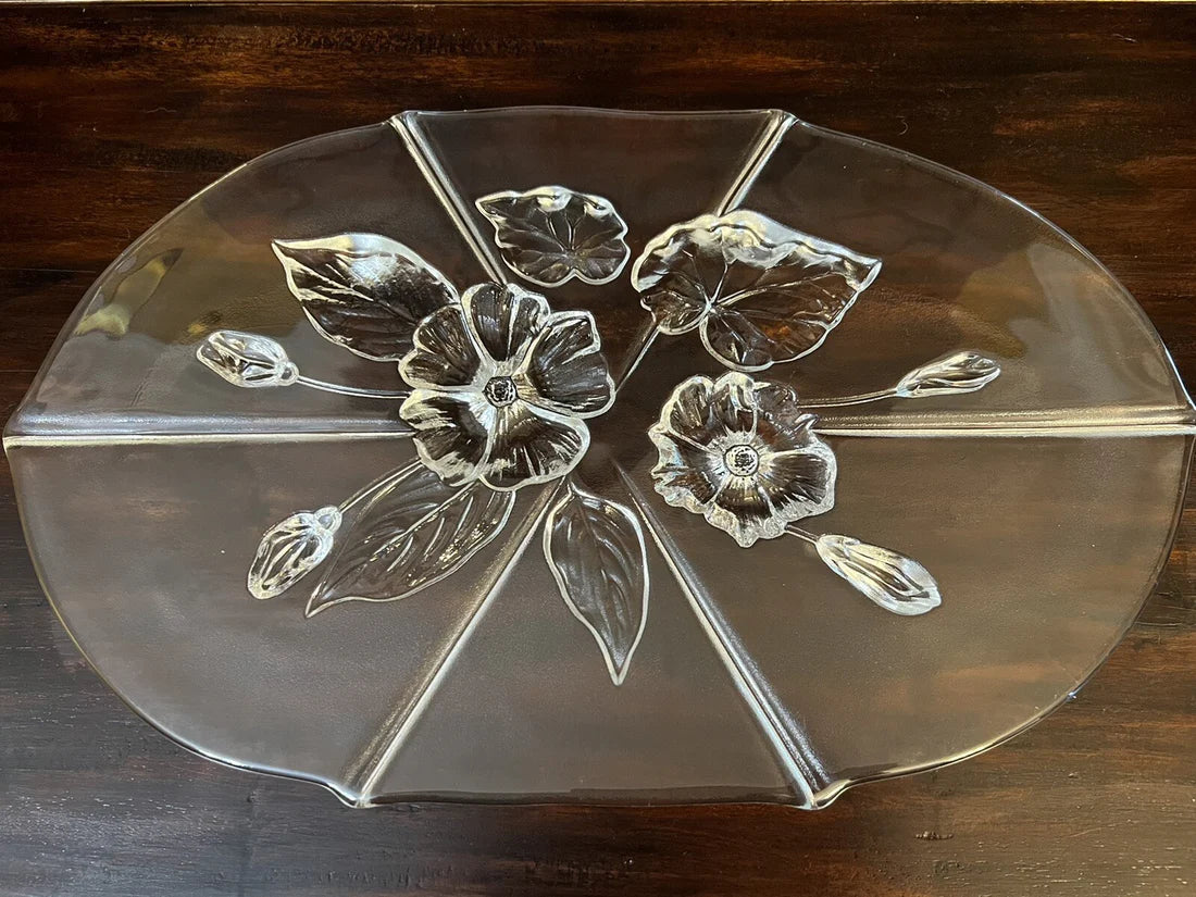 Vintage Floral Glass Detail Platter