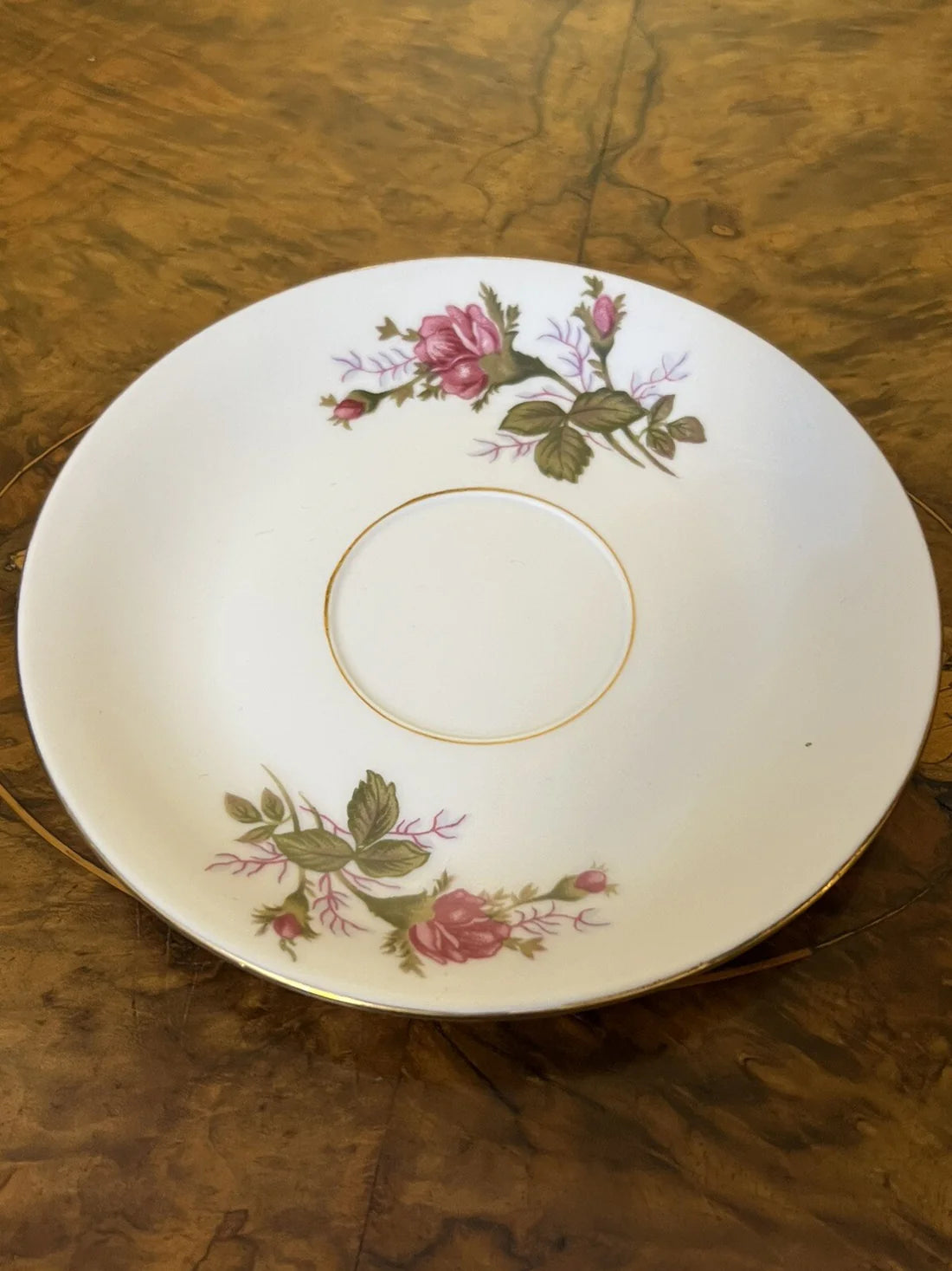 Vintage Floral Print Bone China Tea Cup Trio Set