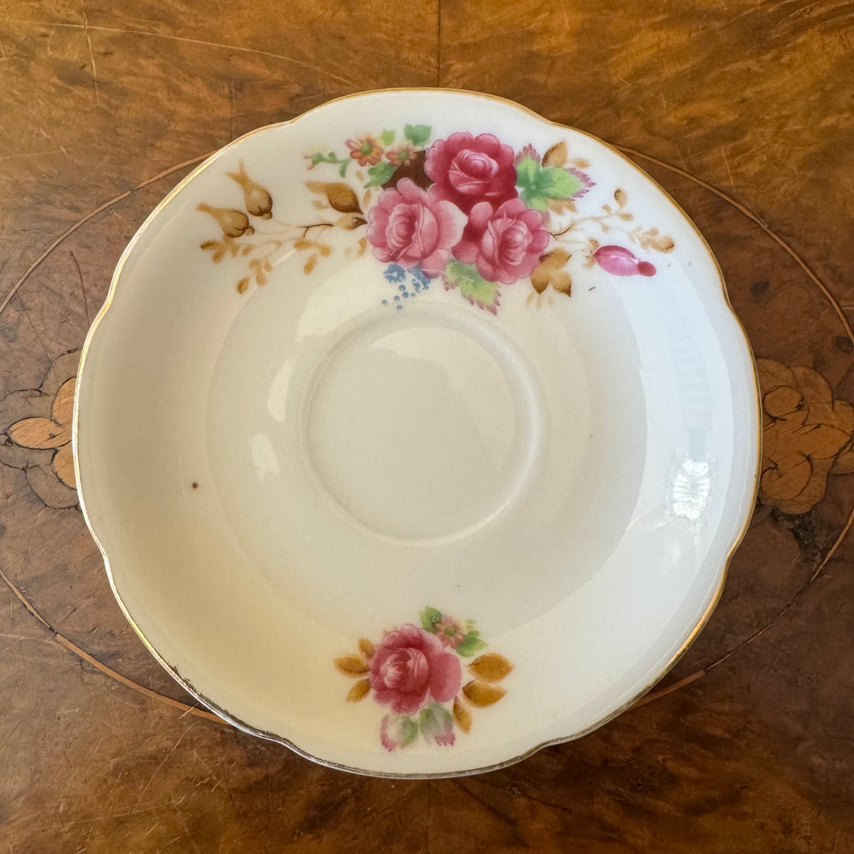 Vintage Floral Print Demitasse Coffee Saucer 