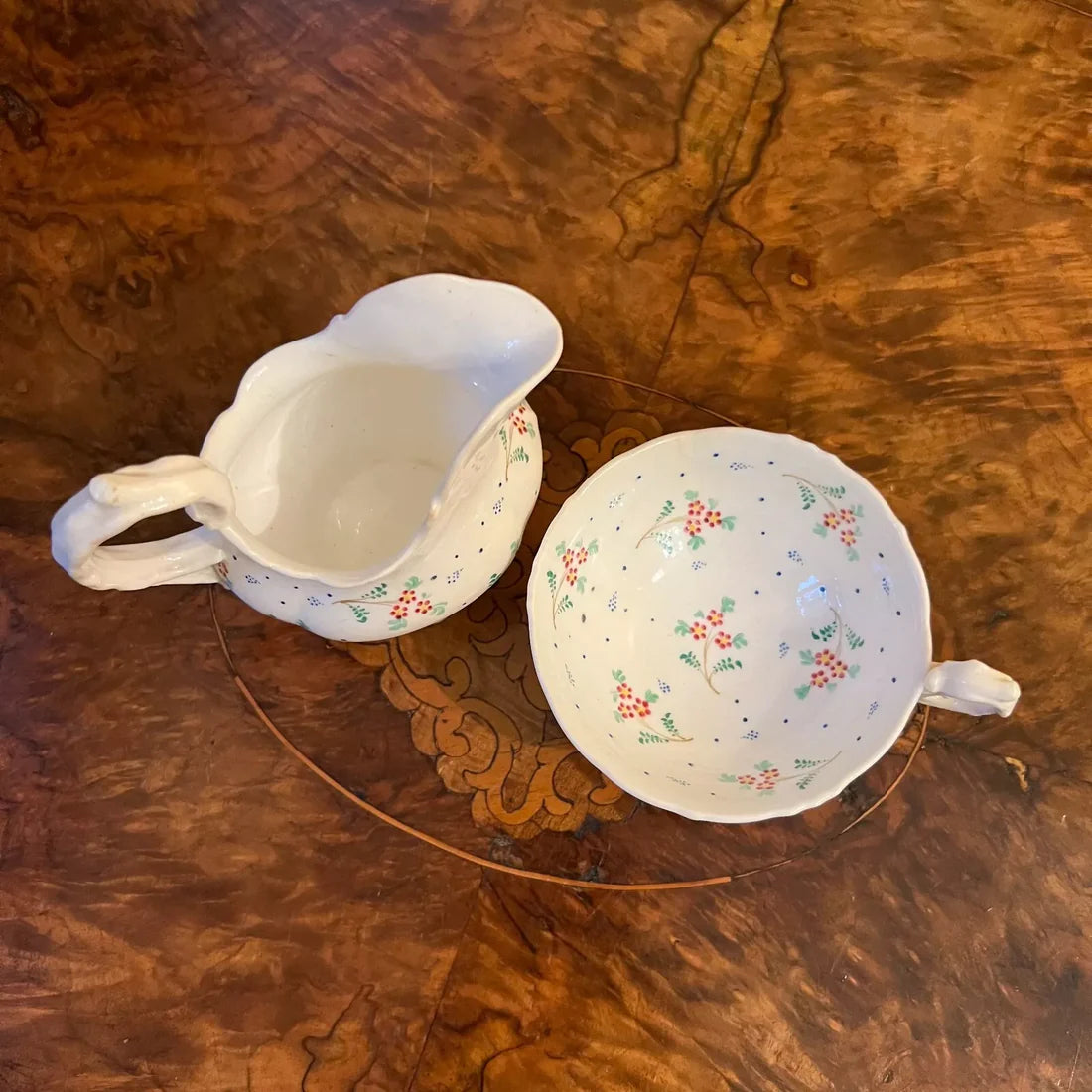 Vintage Floral Print Milk Jug & Coffee Cup
