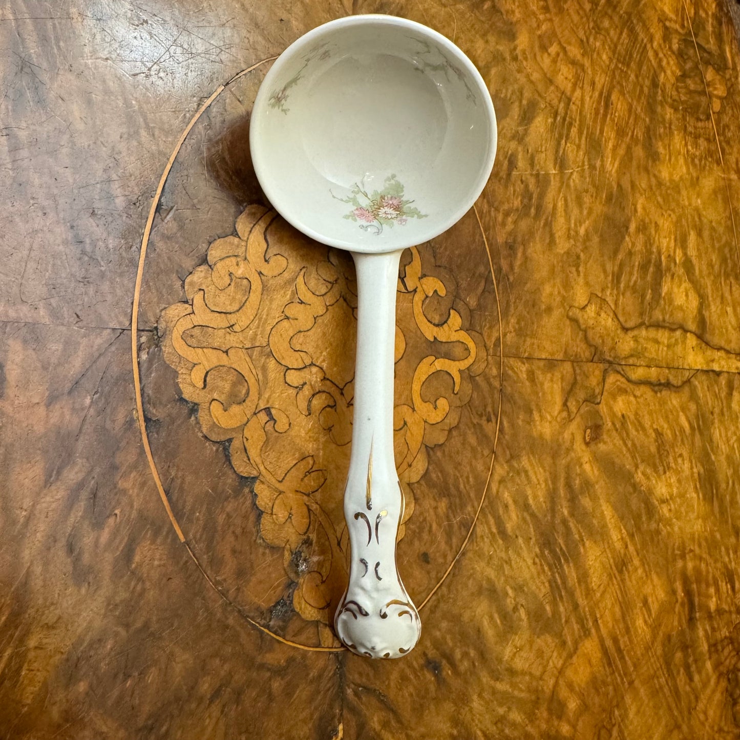 Vintage Floral Print Porcelain Small Ladle 