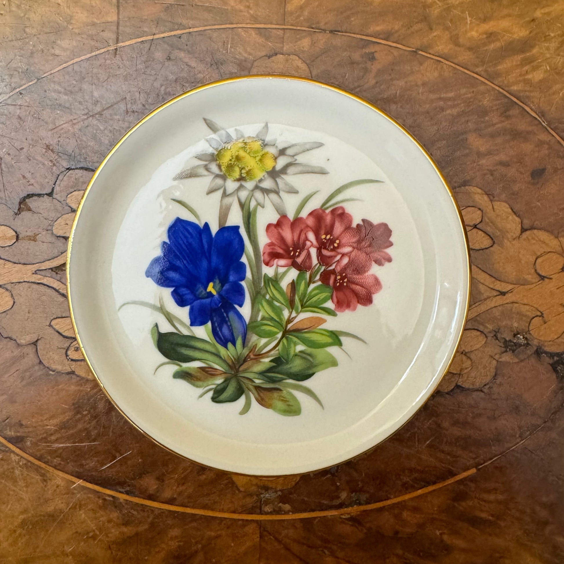 Vintage Floral Print Small Dish Plate 