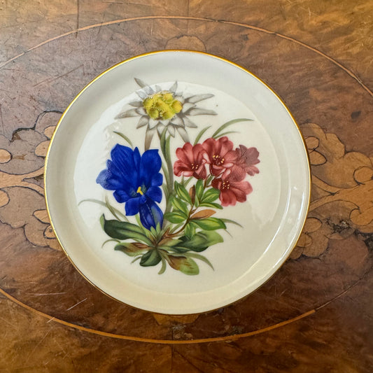 Vintage Floral Print Small Dish Plate 
