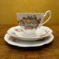 Vintage Floral Tea Cup Trio Set 