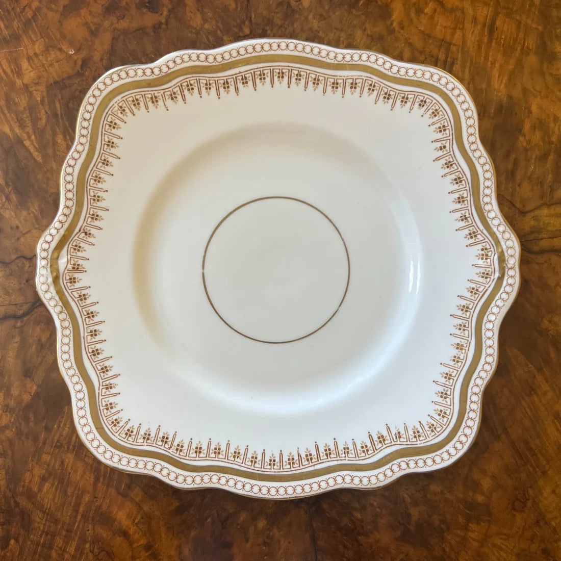 Vintage Foley Gold Print Cake Plate