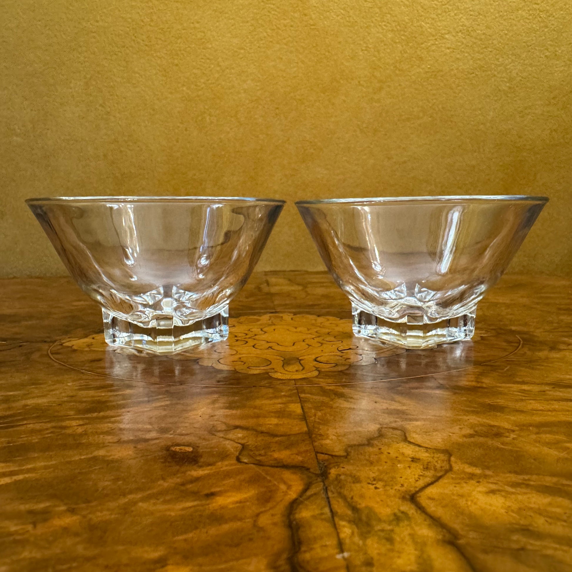 Vintage French Glass Dessert Bowls Pair 