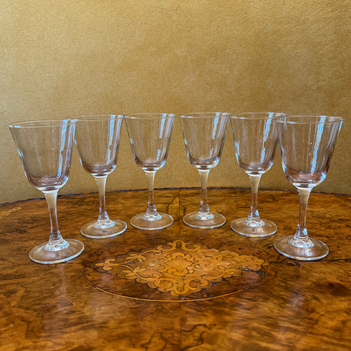 Vintage French Large Wine Glasses Set Of Six