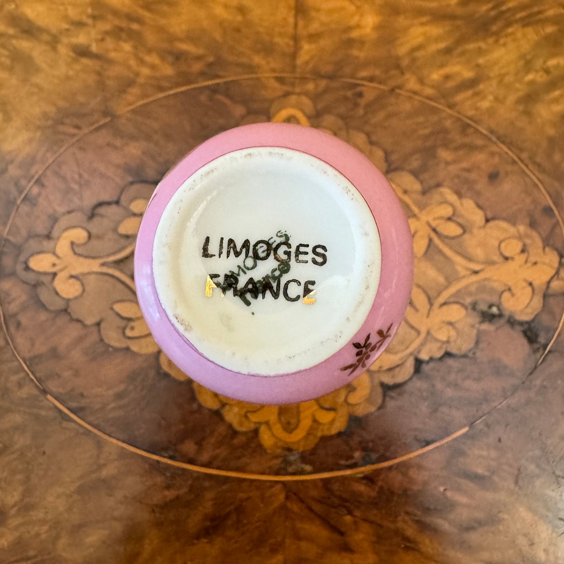 Vintage French Limoges Pink Courting Vase