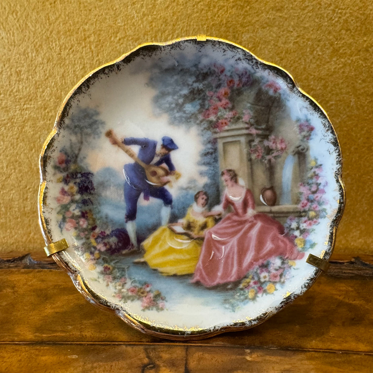 Vintage French Limoges Rehausse Miniature Plate With Stand