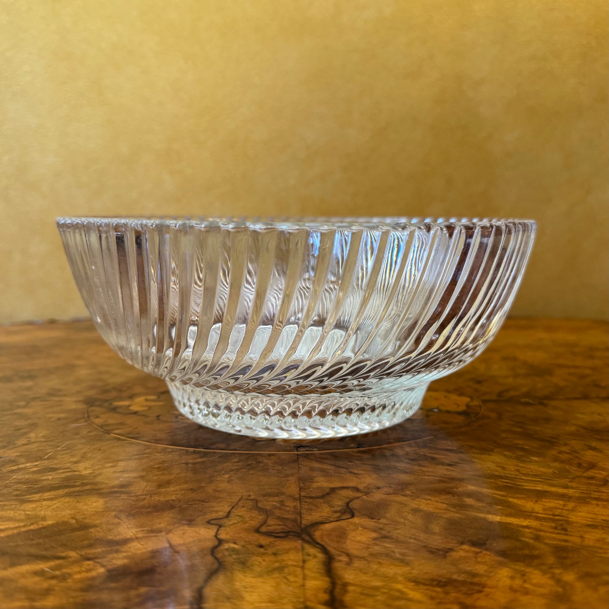 Vintage French Ribbed Glass Large Bowl 