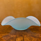 Vintage Frosted Blue Ruffled Glass Bowl