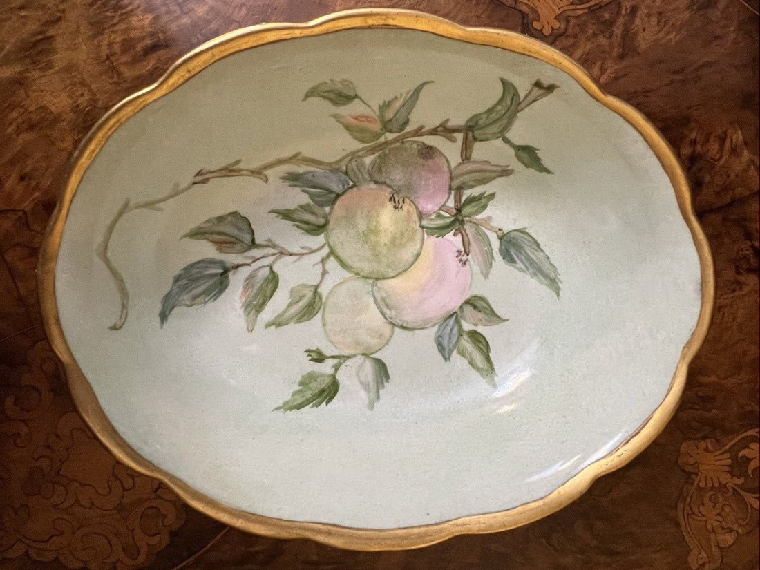 Vintage Fruit Print Hand Painted Bowl