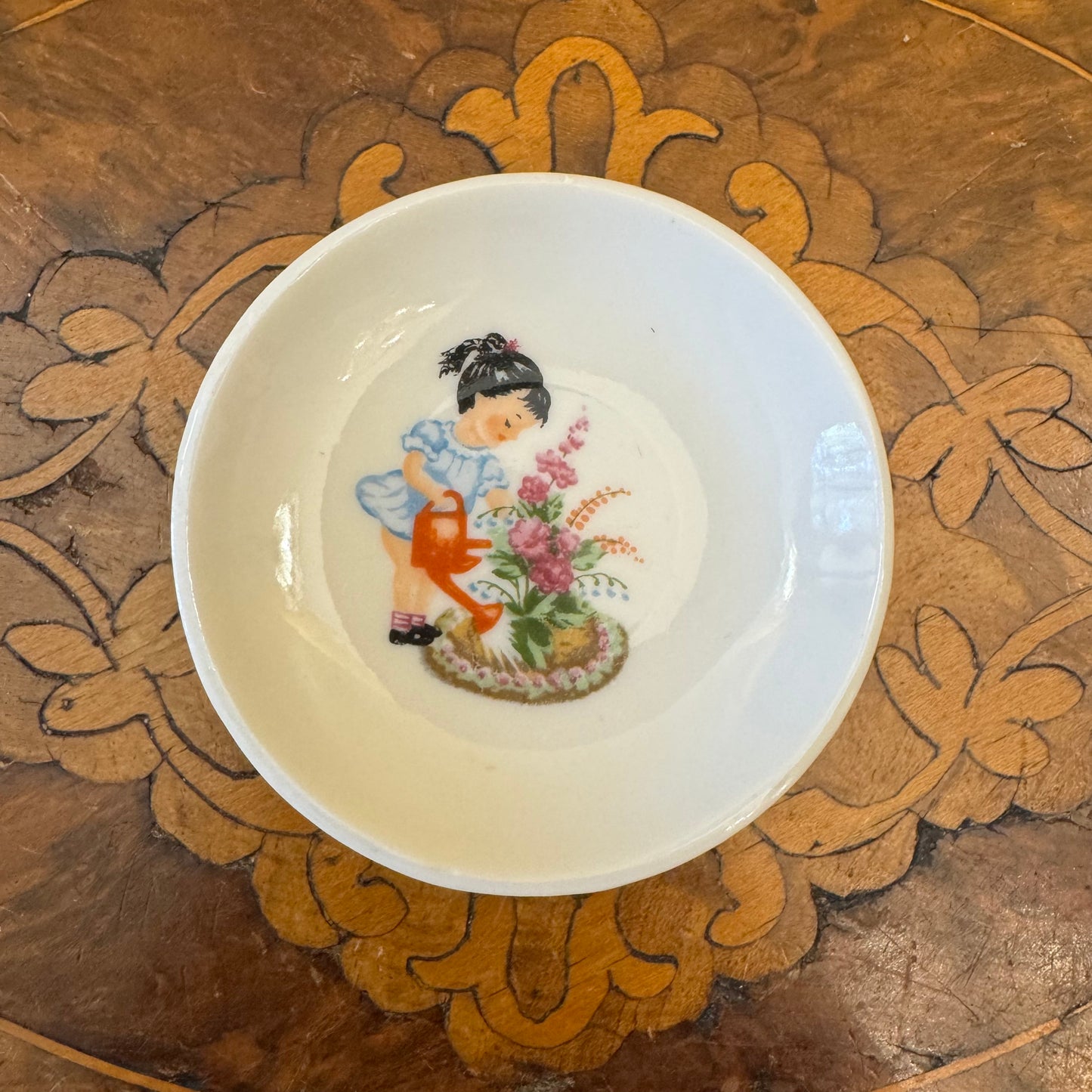 Vintage Girl Water Flower Print Small Dish 