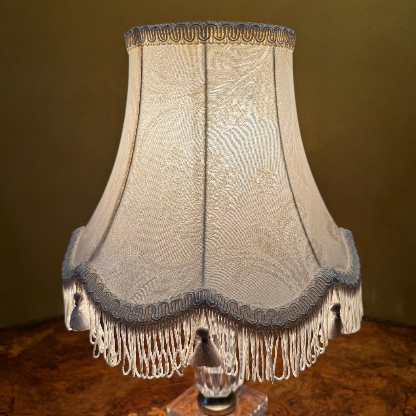 Vintage Glass Base Cream Shade Table Lamp 