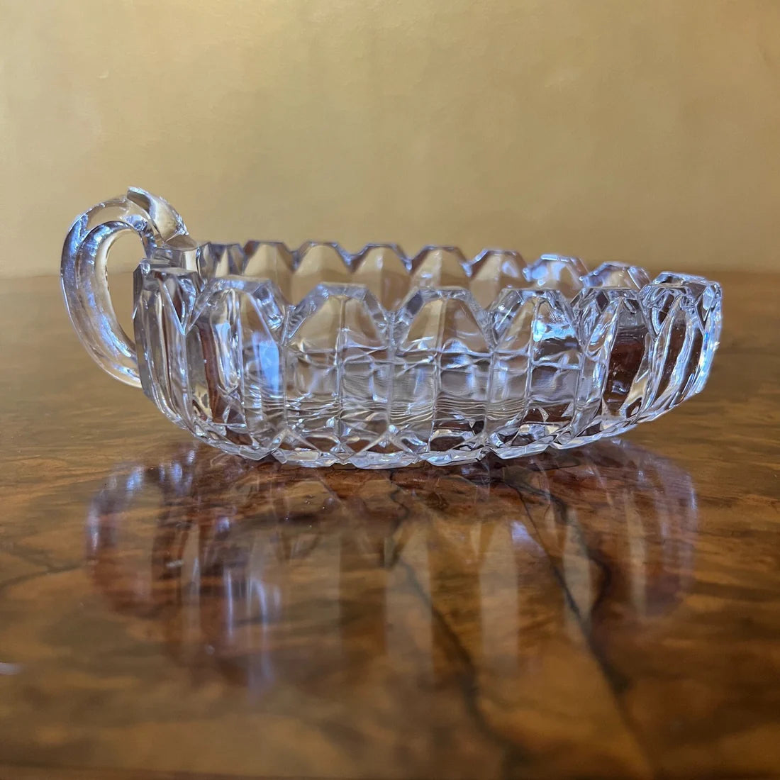 Vintage Glass Bowl With Handle