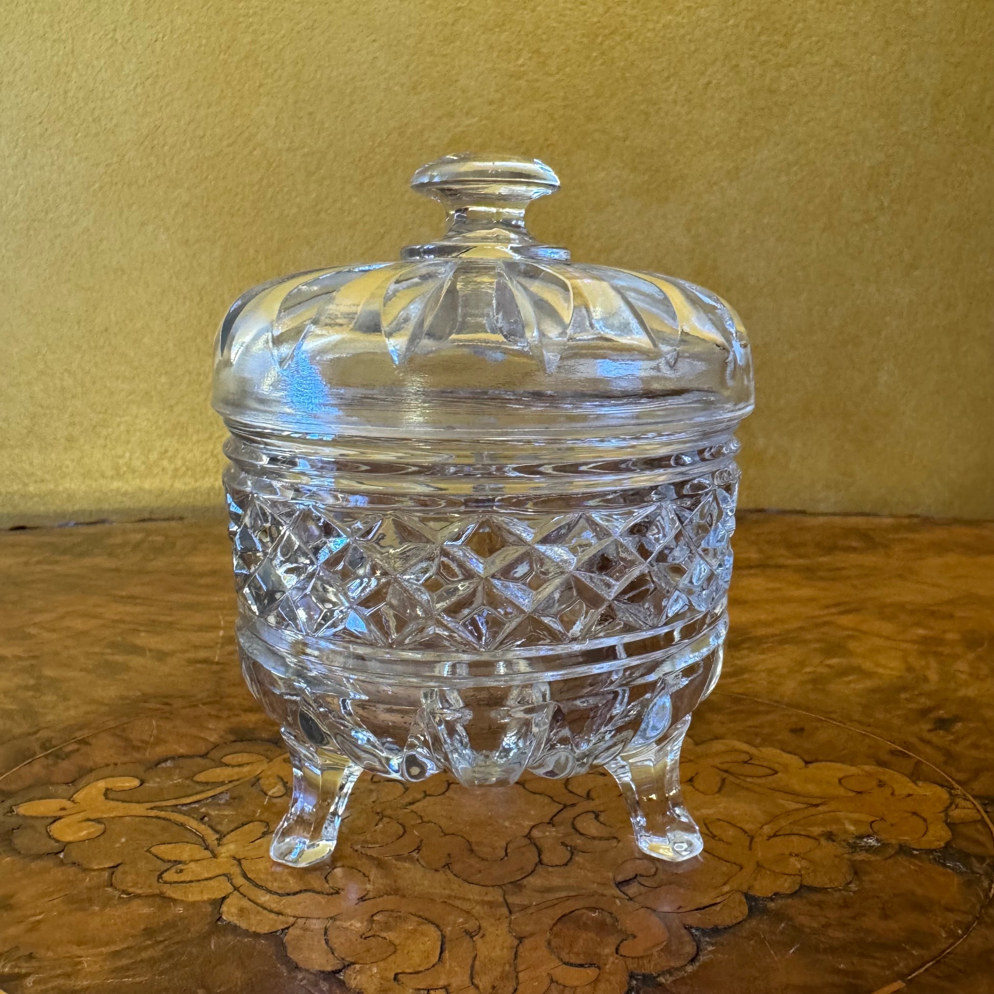 Vintage Glass Bowl With Lid