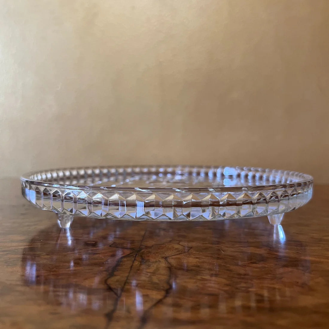 Vintage Glass Cake Plate On Legs