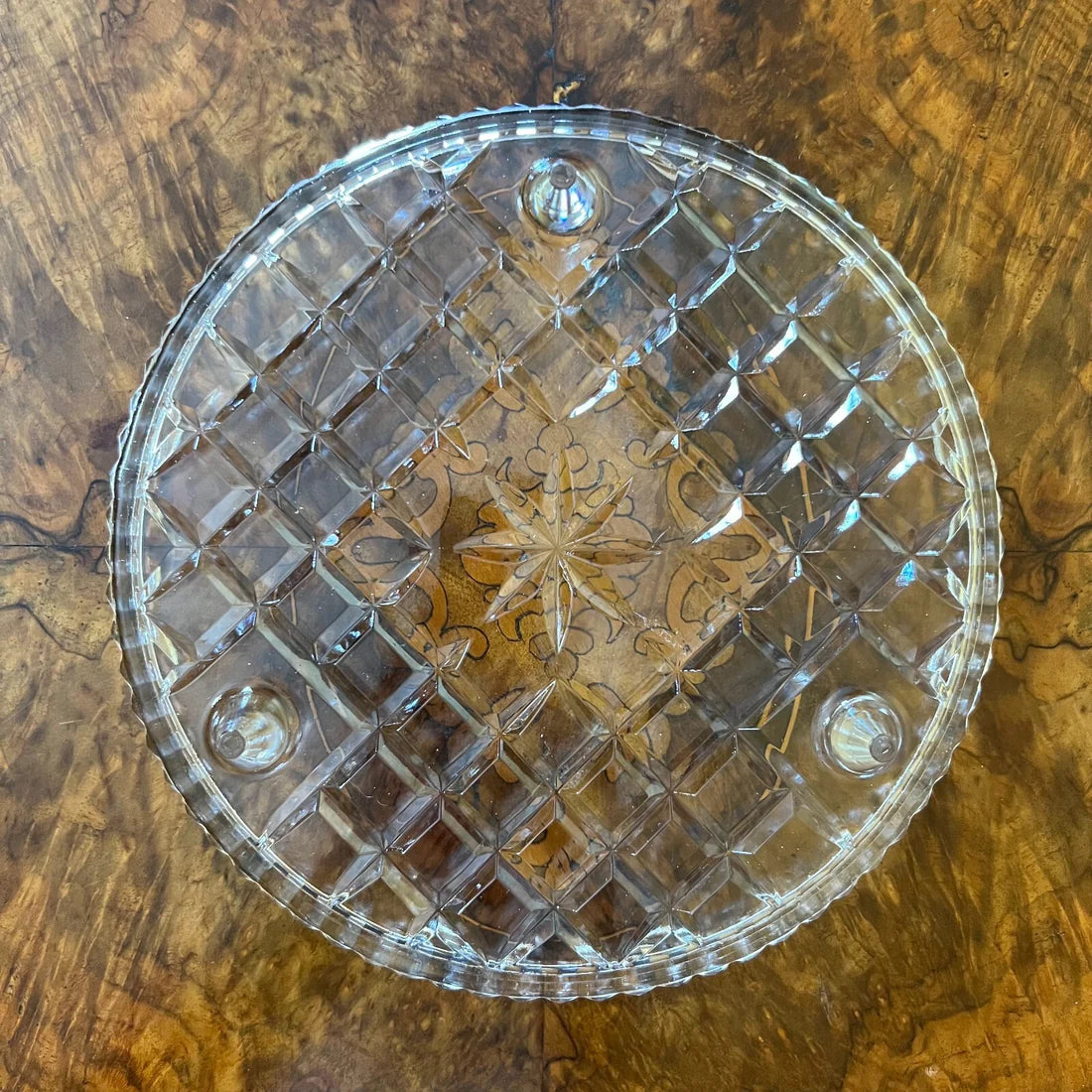 Vintage Glass Cake Plate On Legs