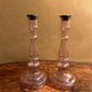 Vintage Glass Candle Holder Pair