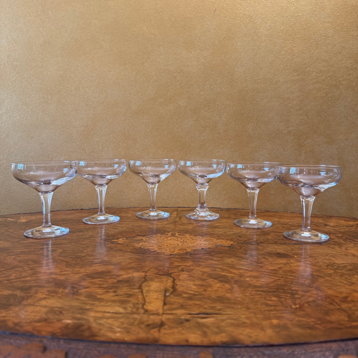 Vintage Glass Champagne Coupes Set 