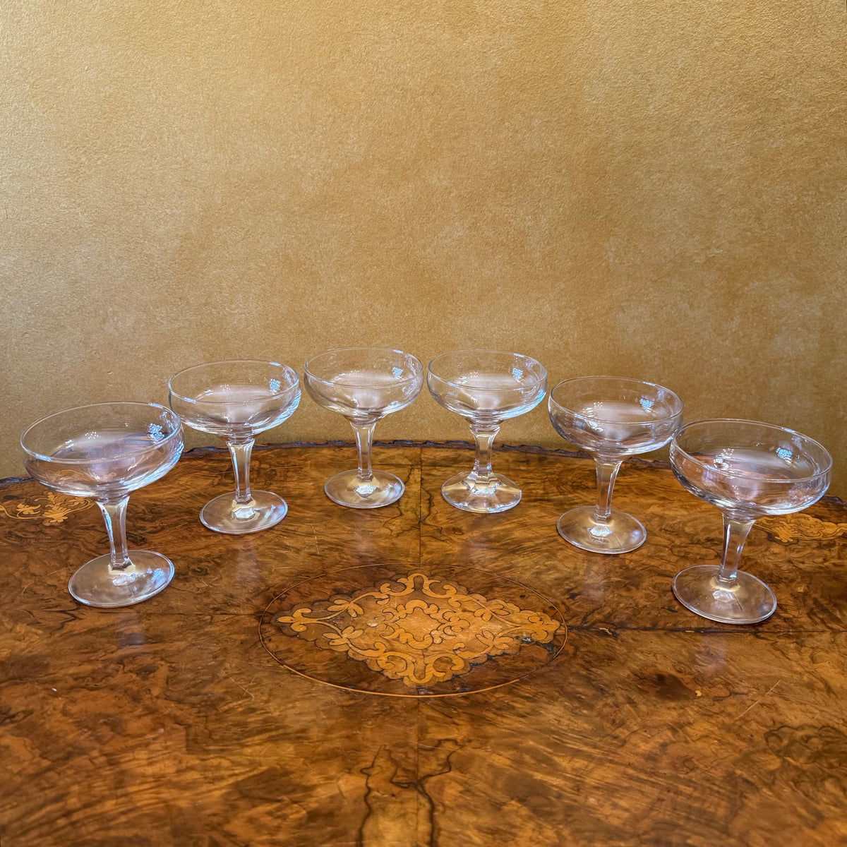 Vintage Glass Champagne Coupes Set Of Six