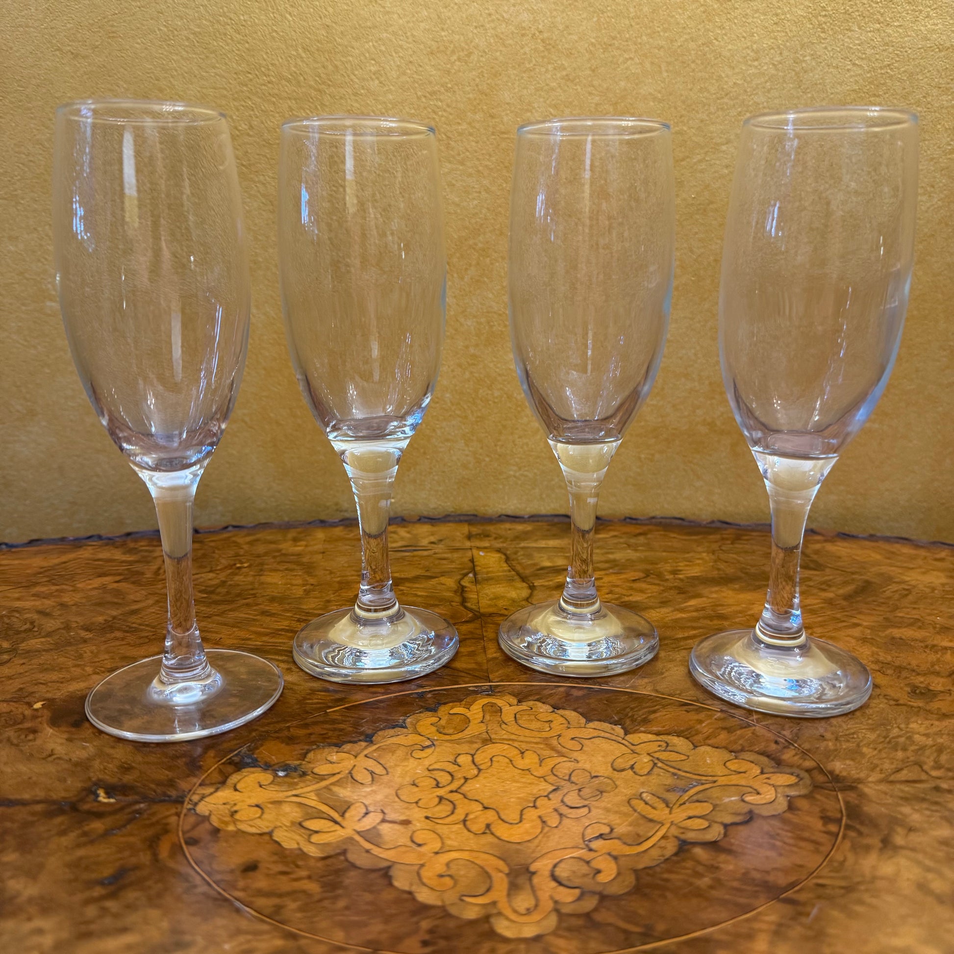 Vintage Glass Champagne Flutes Set Of Four 