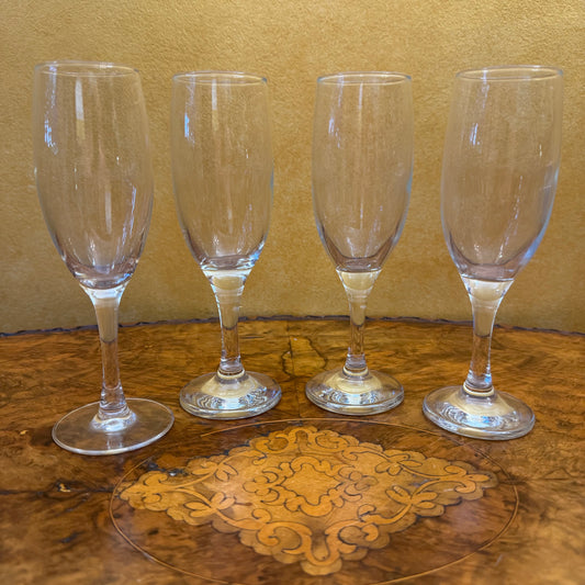 Vintage Glass Champagne Flutes Set Of Four 