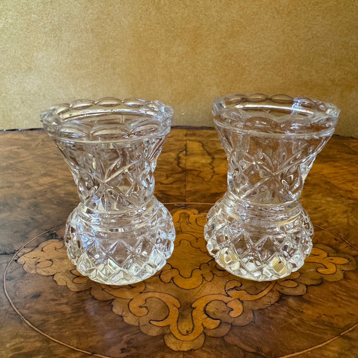 Vintage Glass Cut Bud Vases 