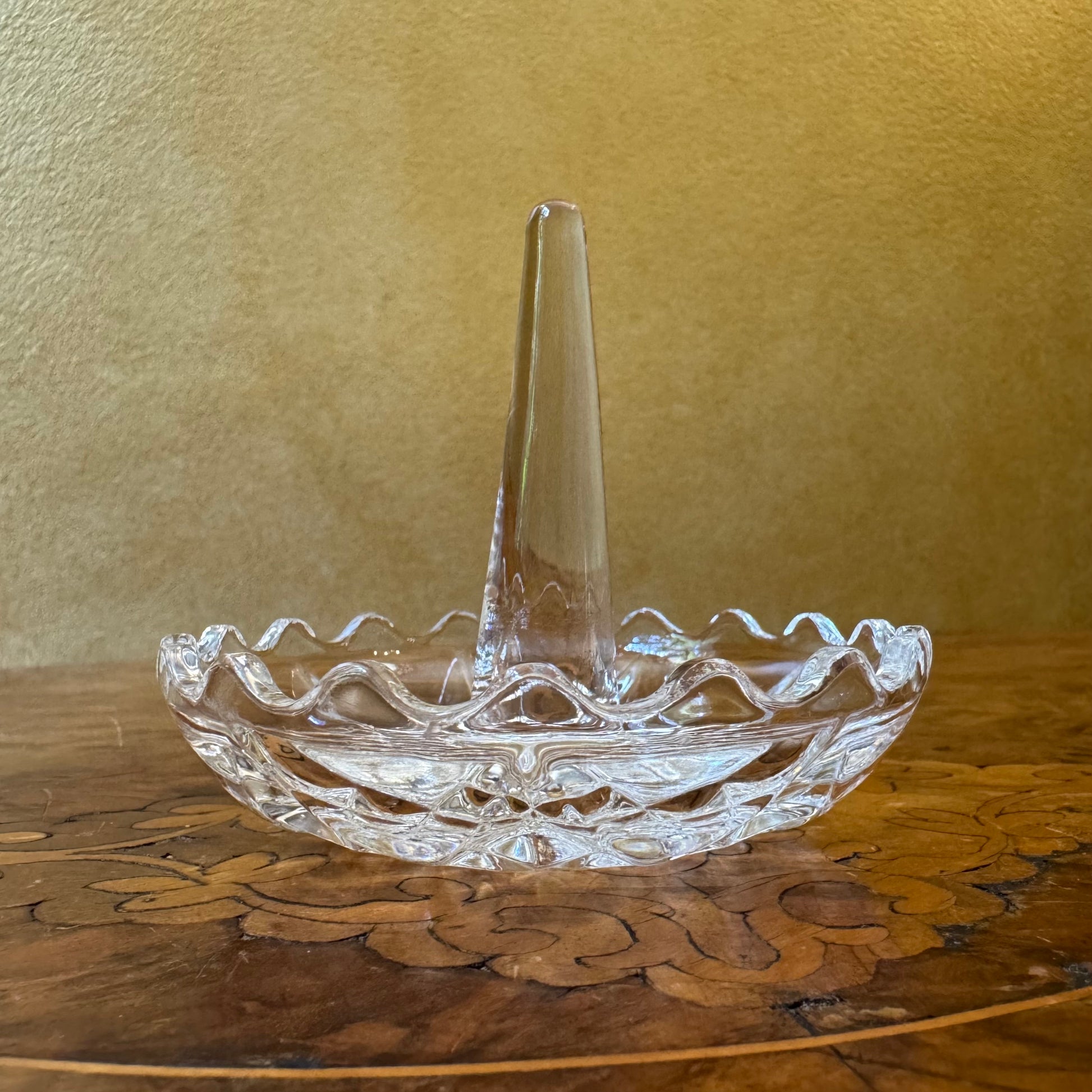Vintage Glass Cut Ring Holder 