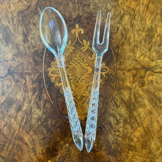 Vintage Glass Cut Serving Utensils